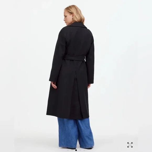 Madewell Italian Fabric Black Trench Coat Size XS NWT - Picture 3 of 7